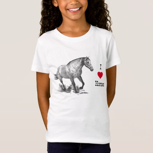 IK HOUD VAN (hart)HORSES: Potlood Tekening van paa T-shirt (Voorkant)