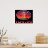 Ik houd van het Christelijke poster van Jesus (Keuken)