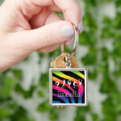 Ik HOUD van het Zebra van de Regenboog van Sleutelhanger (Hand)