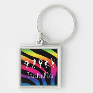 Ik HOUD van het Zebra van de Regenboog van Sleutelhanger