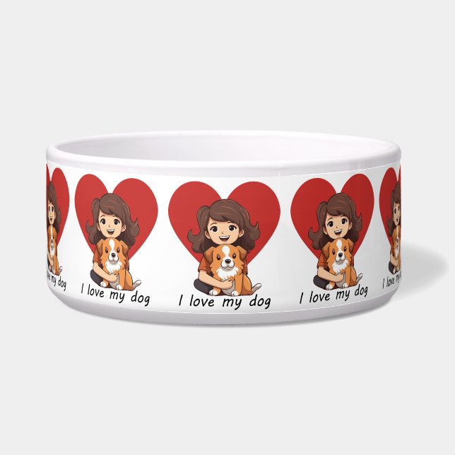 Ik houd van honden voerbakje (Voorkant)