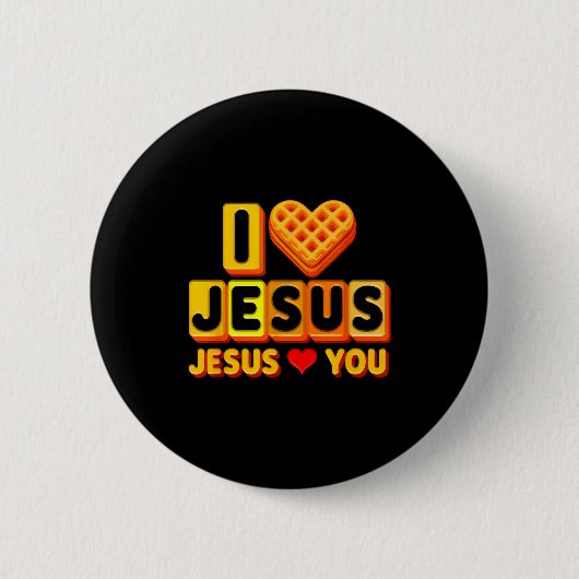 Ik Houd van Jezus Wafelhart Grappig Christelijk On Ronde Button 5,7 Cm (Voorkant)