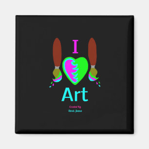 Ik houd van Kunst de Vierkante Magneet van 2 Duim