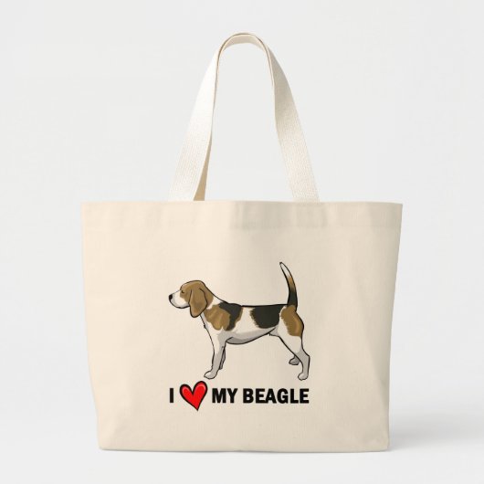 Ik houd van mijn beagle grote tote bag (Voorkant)