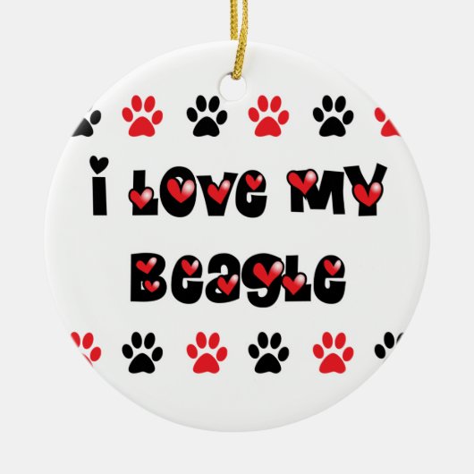 Ik houd van mijn beagle keramisch ornament (Voorkant)
