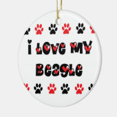 Ik houd van mijn beagle keramisch ornament (Links)