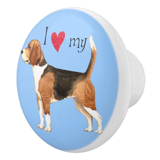 Ik houd van mijn beagle keramische knop (Rechts)