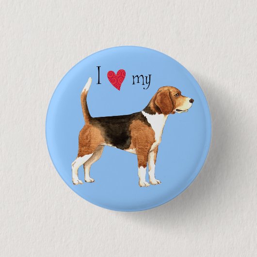 Ik houd van mijn beagle ronde button 3,2 cm (Voorkant)