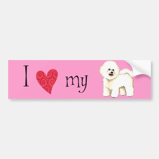 Ik houd van mijn Bichon Frise Bumpersticker (Voorkant)