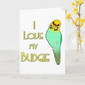 Ik houd van Mijn Budgie Kaart (Gele Bloem)