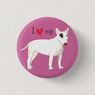 Ik houd van mijn Bull terrier Ronde Button 3,2 Cm