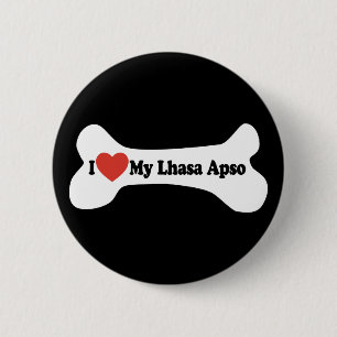 Ik houd van Mijn Lhasa Apso - het Been van de Hond Ronde Button 5,7 Cm