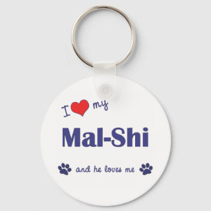Ik houd van Mijn mal-Shi (Mannelijke Hond) Sleutelhanger