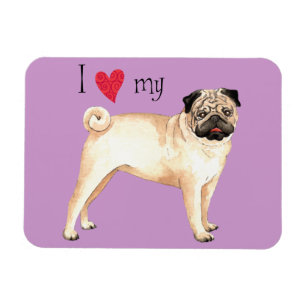 Ik houd van mijn Pug Magneet