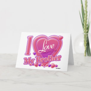 Ik houd van Mijn roze/paars van de Broer - hart Feestdagen Kaart