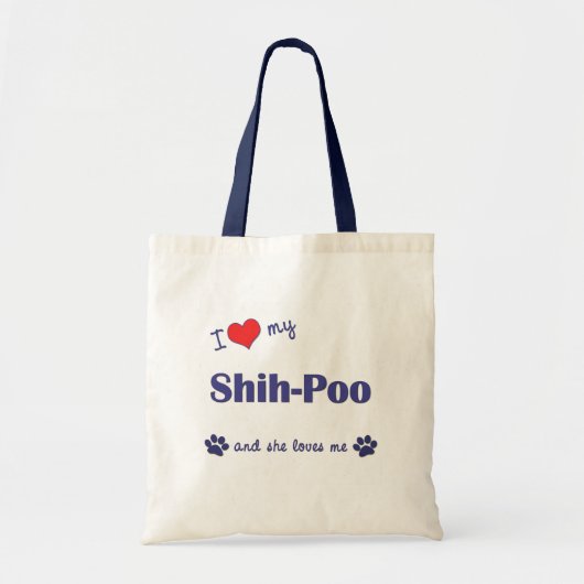 Ik houd van Mijn shih-Poo (Vrouwelijke Hond) Tote Bag (Voorkant)