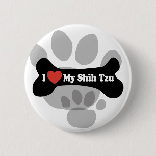 Ik houd van Mijn Shih Tzu - het Been van de Hond Ronde Button 5,7 Cm
