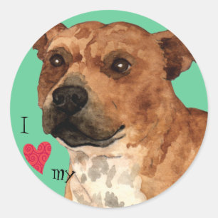 Ik houd van mijn Staffordshire Bull terrier Ronde Sticker