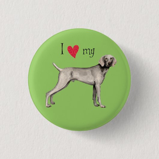 Ik houd van mijn Weimaraner Ronde Button 3,2 Cm (Voorkant)