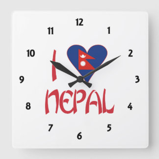 Ik houd van Nepal Vierkante Klok