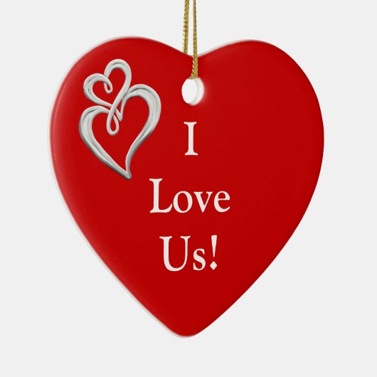 Ik houd van ons Hart Onament Keramisch Ornament (Rechts)