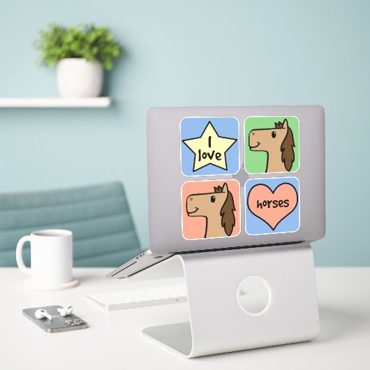 Ik houd van Paarden Sticker (Laptop op bureau)
