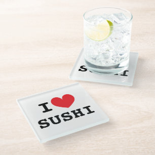 Ik houd van sushi glazen drank coaster onderzetter