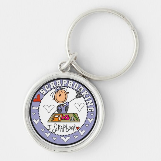 Ik houd van T-shirts Scrapbooking en Giften Sleutelhanger (Voorkant)