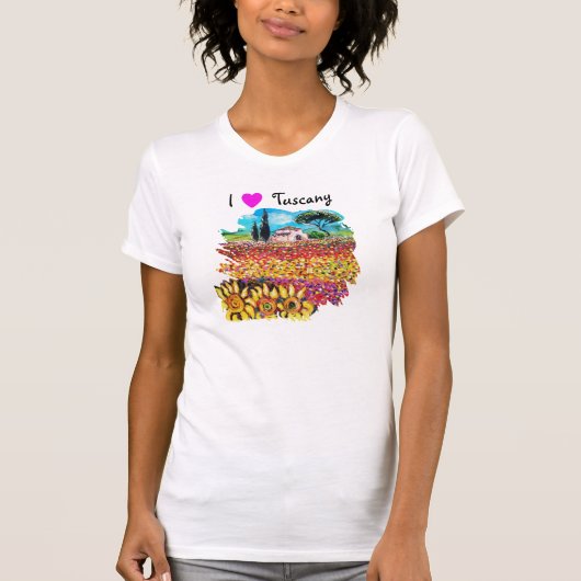 IK HOUD VAN TUSCANY EN SUNFLOWERS T-SHIRT (Voorkant)
