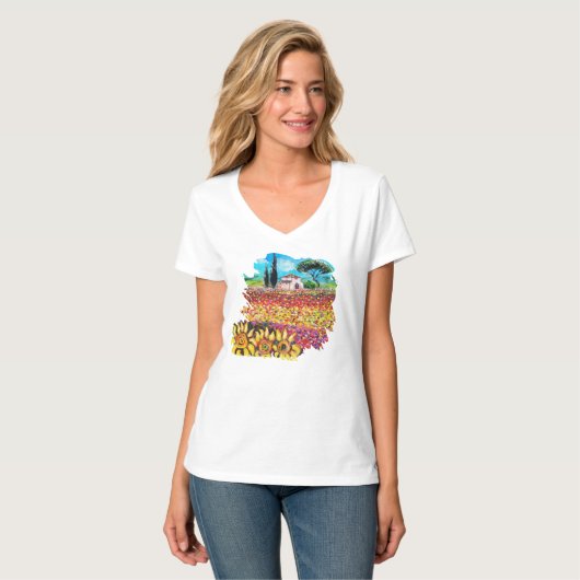 IK HOUD VAN TUSCANY EN SUNFLOWERS T-SHIRT (Voorkant volledig)