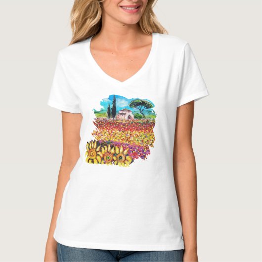 IK HOUD VAN TUSCANY EN SUNFLOWERS T-SHIRT (Voorkant)