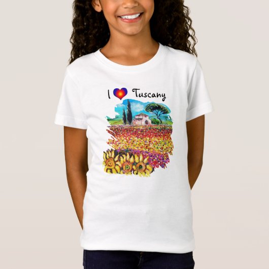 IK HOUD VAN TUSCANY EN SUNFLOWERS T-SHIRT (Voorkant)