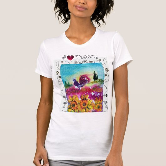 IK HOUD VAN TUSCANY, SUNFLOWERS, POPPIËN, ZWARTE R T-SHIRT (Voorkant)