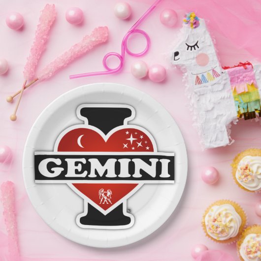 Ik houd van Tweeling Papieren Bordje (Feest)