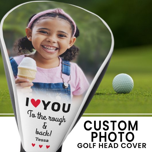 Ik houd van u aan de ruwe & achternaam Custom Golfheadcover
