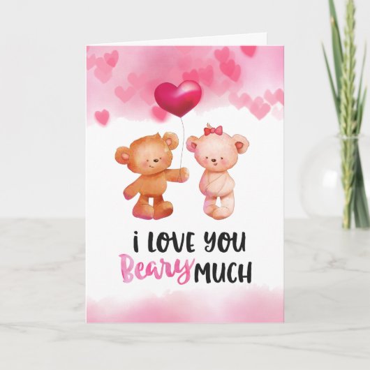 Ik houd van u Beary Veel Valentijn Kaart (Voorkant)