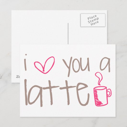 Ik houd van u een Latte Briefkaart (Voorkant / Achterkant)