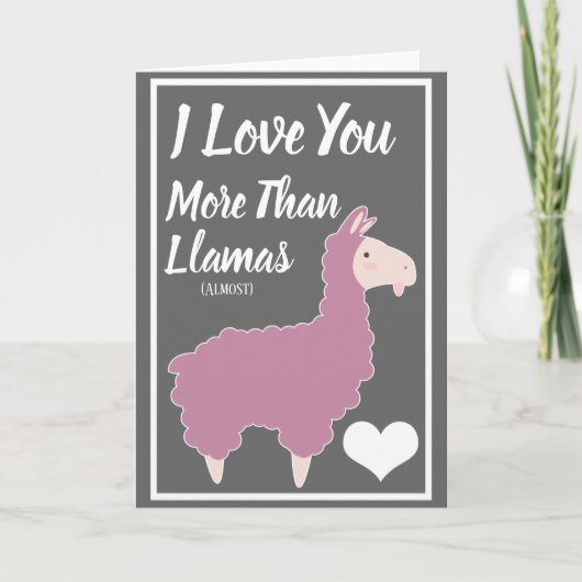 Ik houd van u meer dan de Valentijnsdag van Lama's Feestdagen Kaart (Voorkant)
