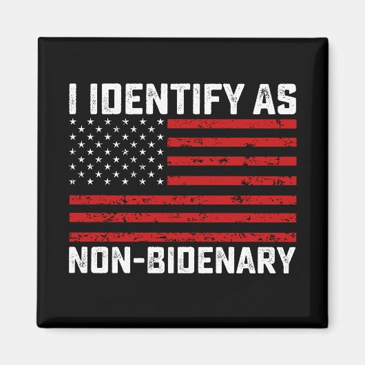 Ik Identificeer Als Niet-Bideniaans Grappig Biden Magneet (Voorkant)