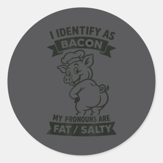 Ik identificeer me als Bacon G, grappige BBQ-liefh Ronde Sticker (Voorkant)