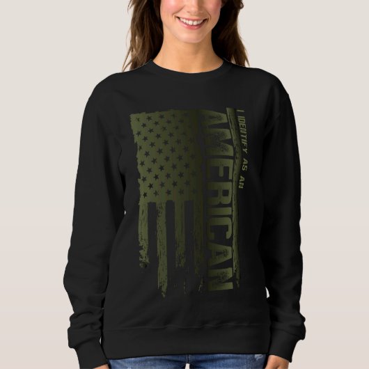 Ik identificeer me als een Amerikaanse militaire t Trui (Voorkant)
