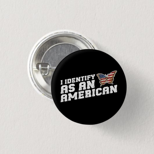 Ik identificeer me als een Amerikaanse vlinder Ame Ronde Button 3,2 Cm (Voorkant /achterkant)
