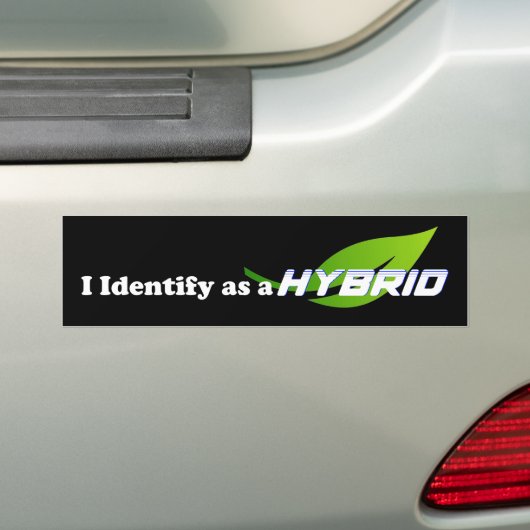 Ik identificeer me als een HYBRIDE - Bumpersticker (Op auto)
