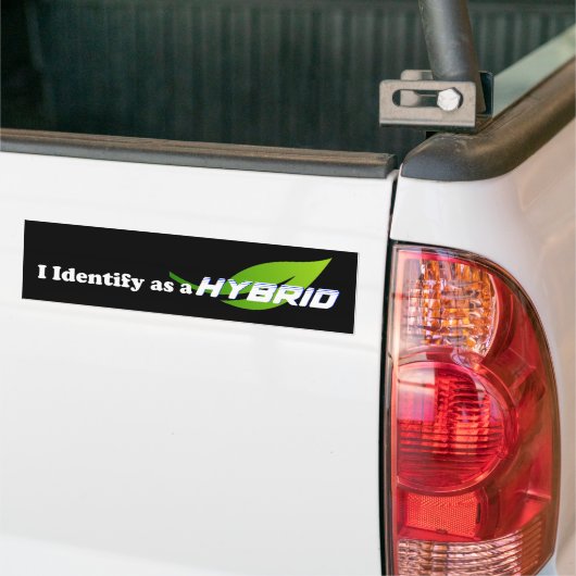 Ik identificeer me als een HYBRIDE - Bumpersticker (Op Truck)