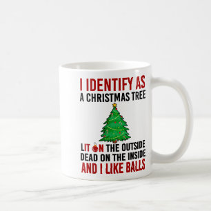 Ik identificeer me als een kerstboom die aan de bu koffiemok