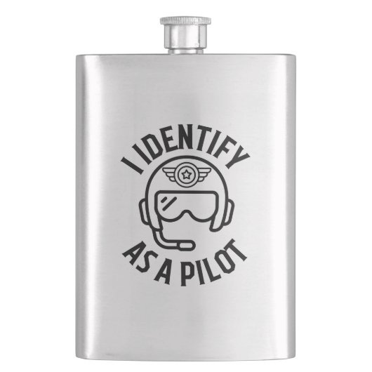 "Ik identificeer me als een piloot" Quote, Humor,  Flacon (Voorkant)