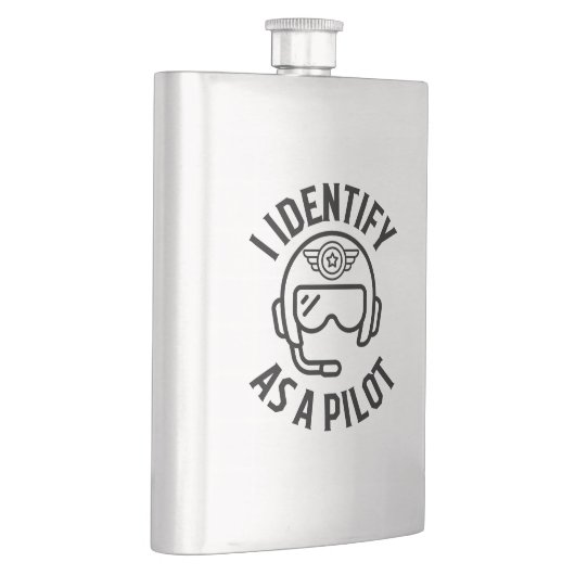 "Ik identificeer me als een piloot" Quote, Humor,  Flacon (Rechts)