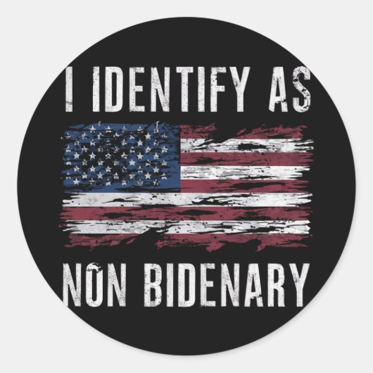 Ik identificeer me als niet-bidenary Patriot Ameri Ronde Sticker (Voorkant)