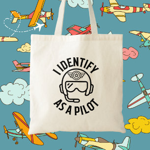 Ik identificeer me als piloot, Humor, citaat, BFF, Tote Bag