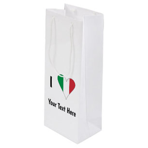 Ik (Italiaanse Vlag Hart Liefde) Uw Tekst Wijn Cadeautas
